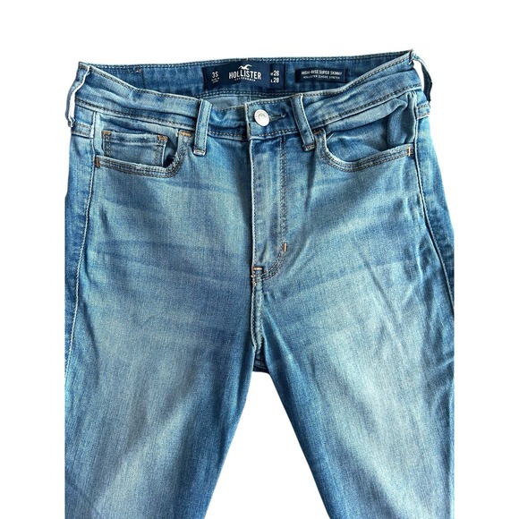 Hollister Womens Jeans 3‎ blue distressed high-rise super skinny stretch W26 L28 - Picture 9 of 13